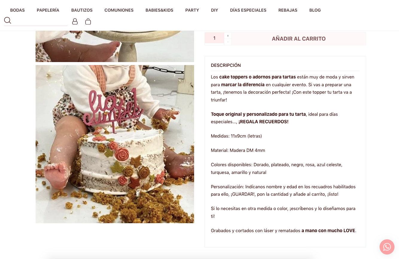▷ Ejemplo de página web decoración y DIY de bodas [A medida]